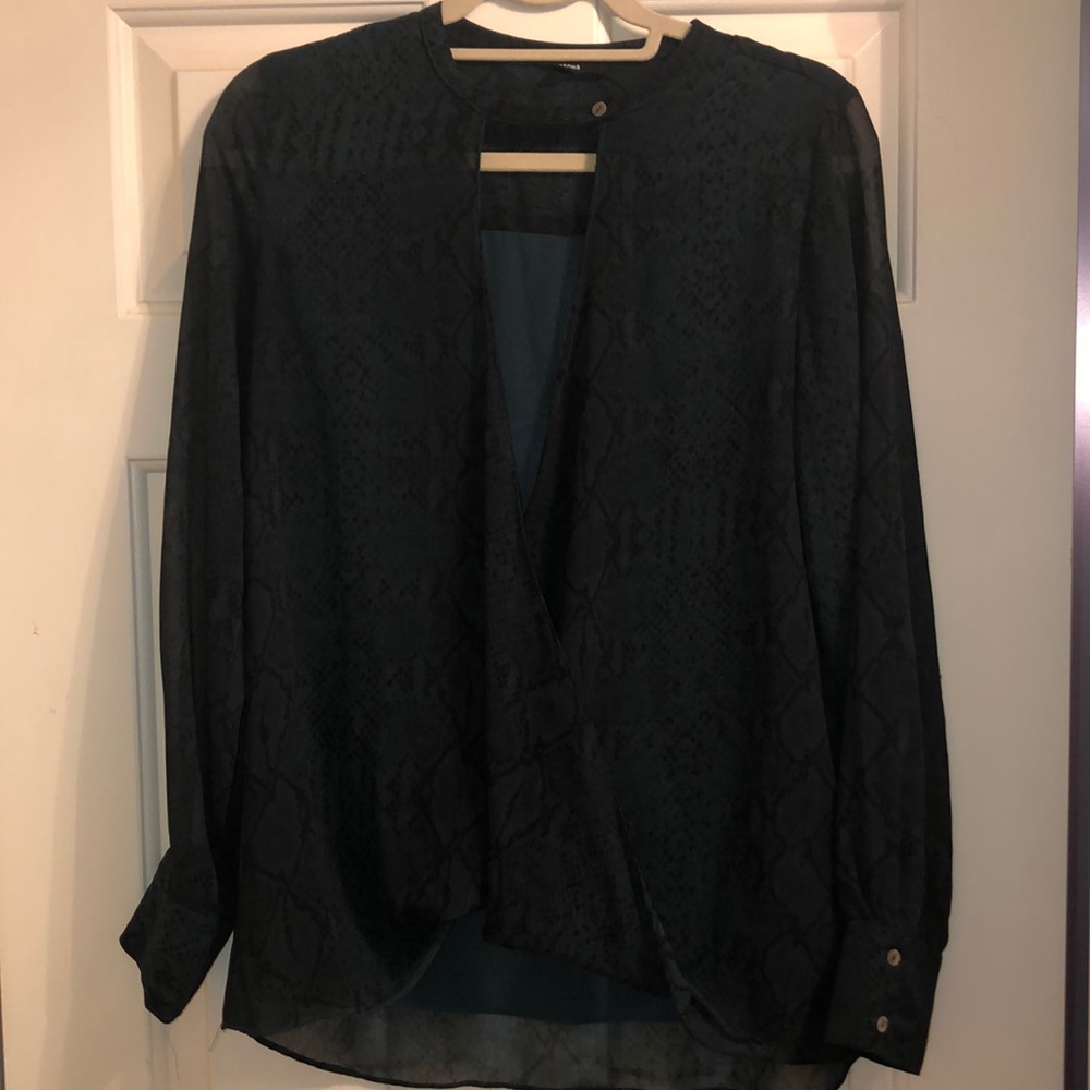 Women’s emerald keyhole snakeskin blouse